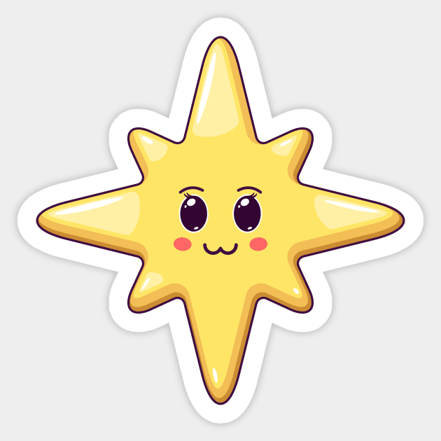 Cartoon Kawaii Christmas Star with Cute Face Sticker by DmitryMayer